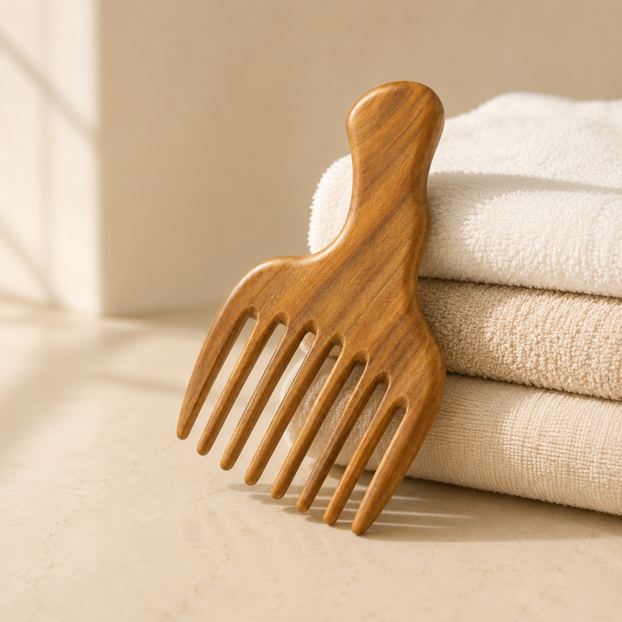 Tika Wide-Tooth Wood Comb, Detangling Hair Tool