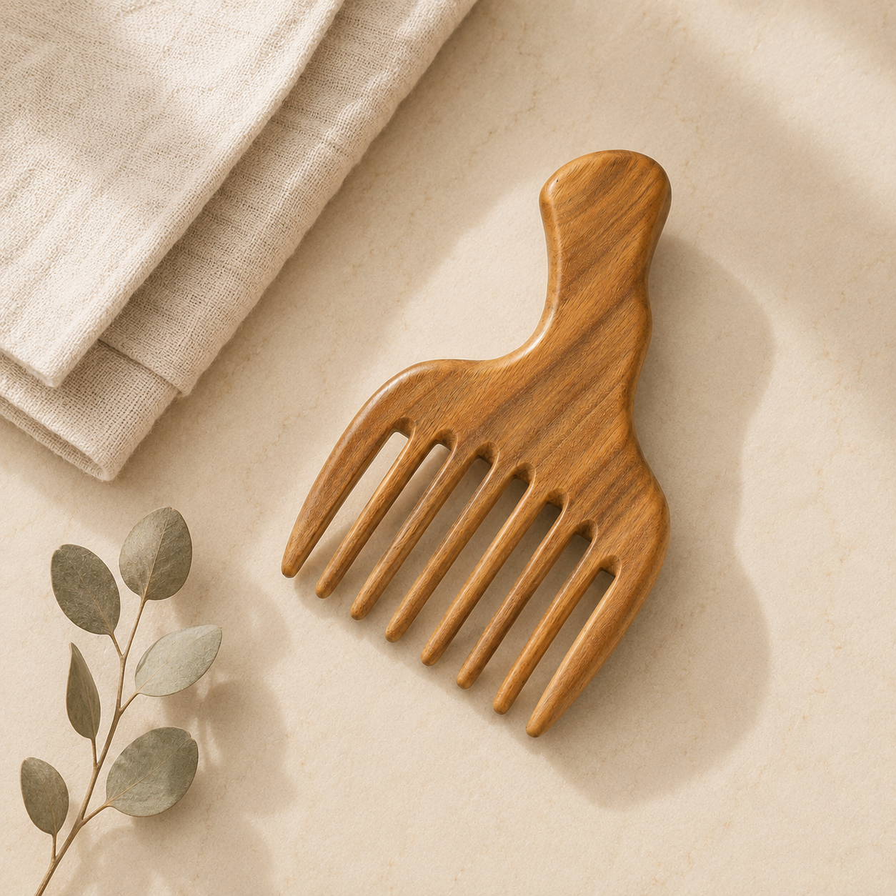 Tika Wide-Tooth Wood Comb, Detangling Hair Tool
